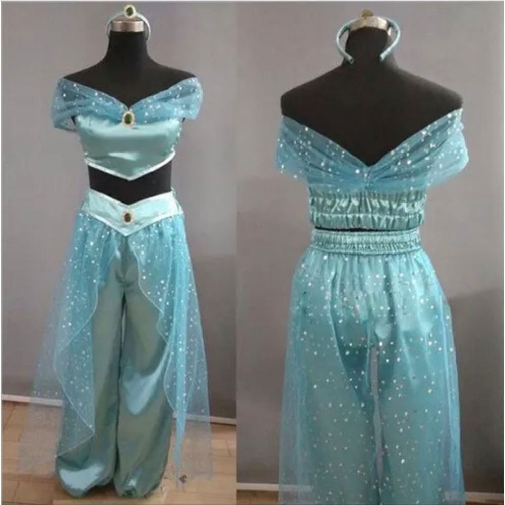 Aladdin Jasmine Princess Costume Arabian Dress for Halloween Cosplay Women Girls